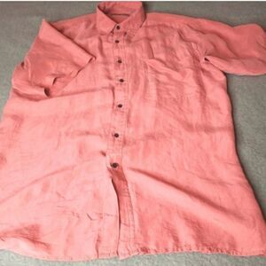 Robert Stock 100% Silk Short Sleeve Button Up Collar Shirt Men's Size Medium
